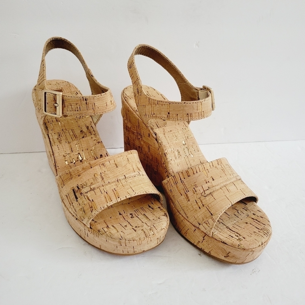 NEW Korks By Kork Ease Jenneve Cork Natural Wedge Strappy Cork Sandals, Size 9